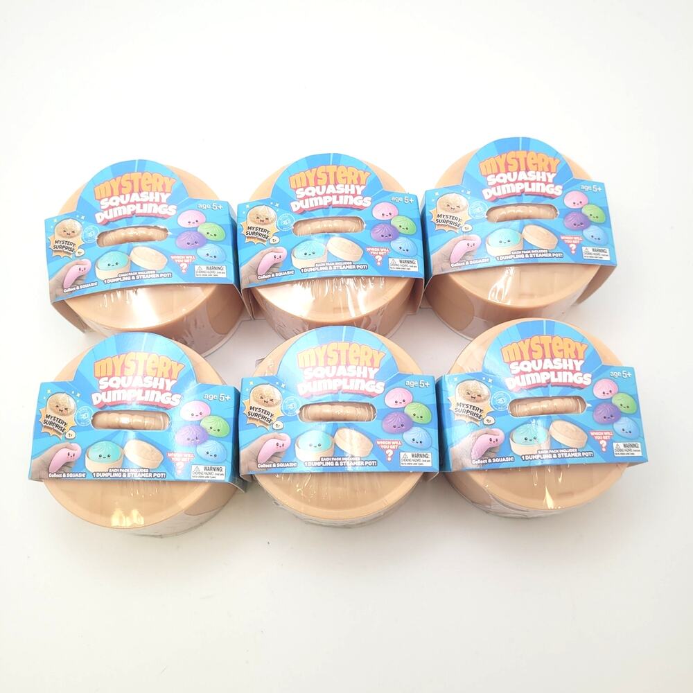 Bundle of 6 Mini Mystery Squashy Dumpling Steamer Pot Squishy Toy Sealed Blind